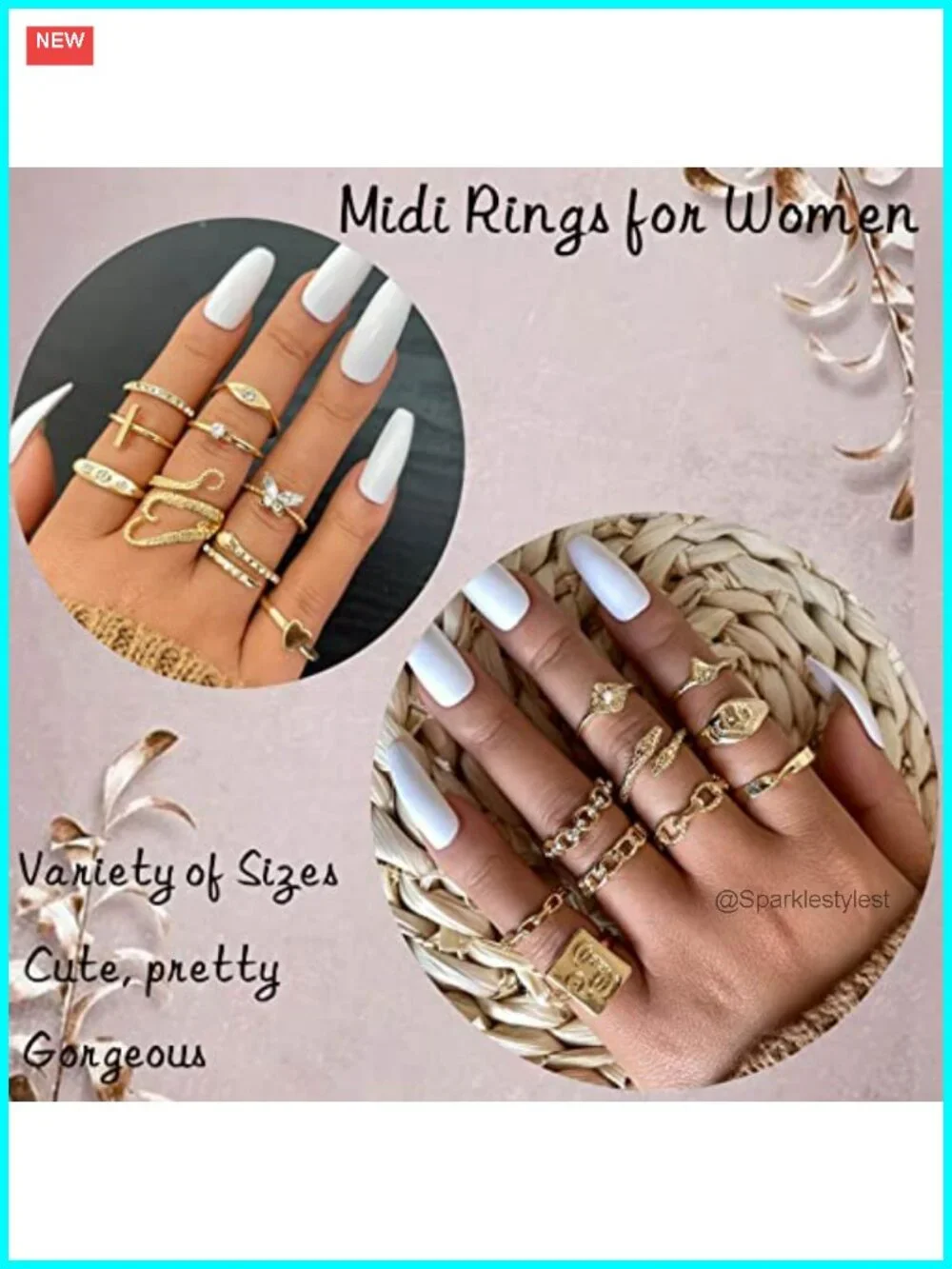 60 Pc Gold Plated Stacking Rings Set Vintage Knuckle Midi Thin Finger